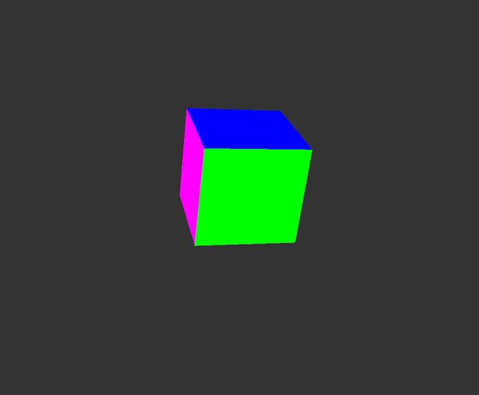 Successfully running shows a multicolored cube